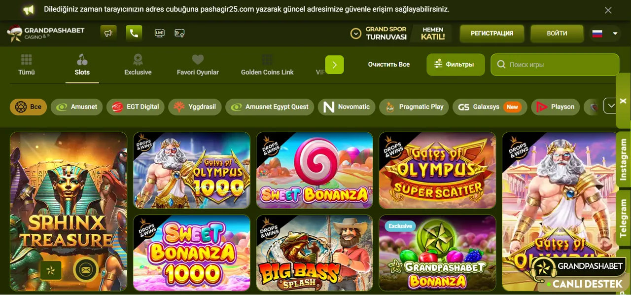 En popüler Grandpashabet oyunları ve slotları keşfedin